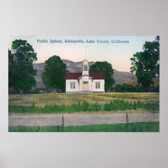 Póster Vista exterior de la escuela pública (Frente)