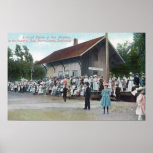 Póster Vista exterior de la estación de ferrocarril en