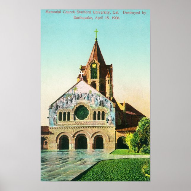 Póster Vista exterior de la iglesia conmemorativa en U (Frente)