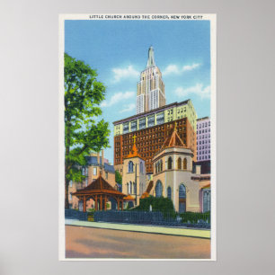 Póster Vista exterior de poca iglesia alrededor del