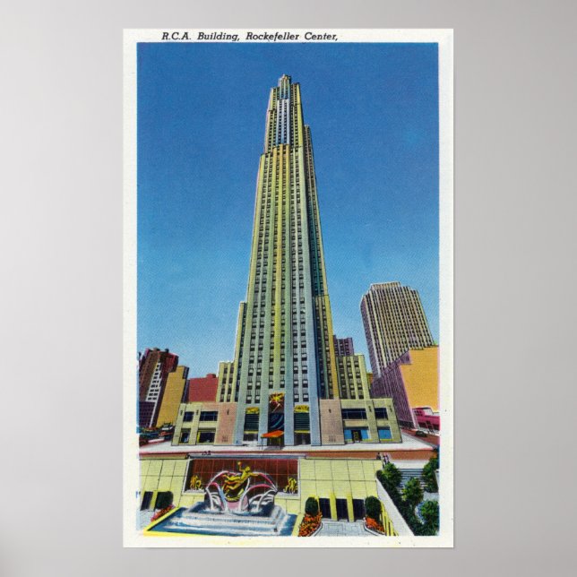 Póster Vista exterior de RCA Bldg, Rockefeller Center (Frente)