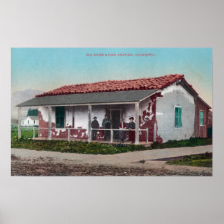 Póster Vista exterior de un antiguo Adobe HomeVentura, CA