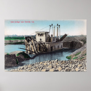 Póster Vista exterior de un Dredger de oroOroville, CA
