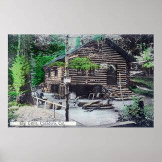 Póster Vista exterior de un Log CabinCazadero, CA
