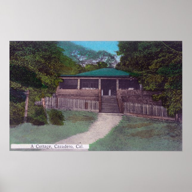 Póster Vista exterior de una cabañaCazadero, CA (Frente)