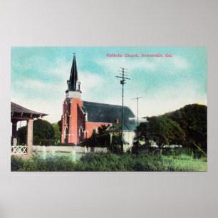 Póster Vista exterior de una iglesia católica