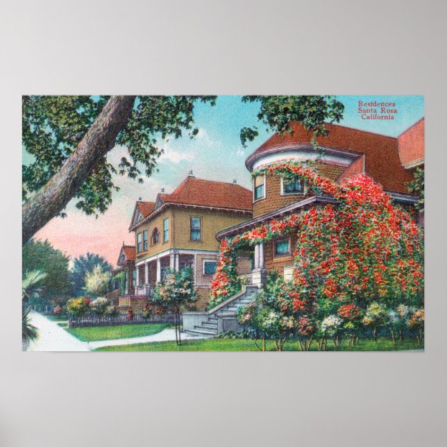 Póster Vista exterior de una residencia típica (Frente)