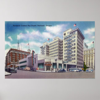 Póster Vista exterior del autobús central de Portland