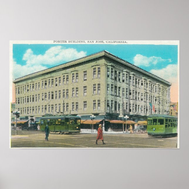 Póster Vista exterior del edificio Porter (Frente)