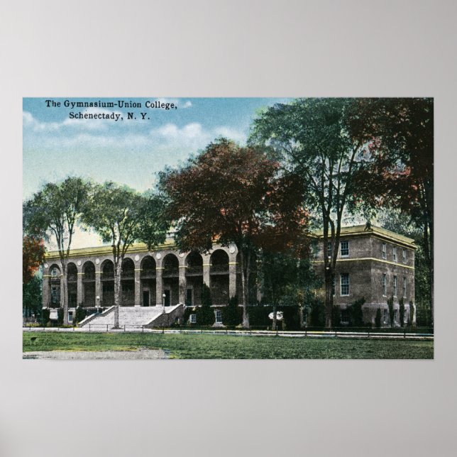 Póster Vista exterior del gimnasio Union College (Frente)