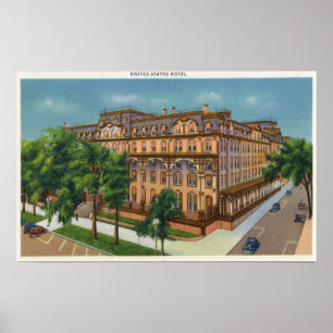 Póster Vista exterior del hotel de los E.E.U.U.