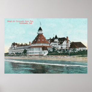 Póster Vista exterior del Hotel del Coronado desde el mue
