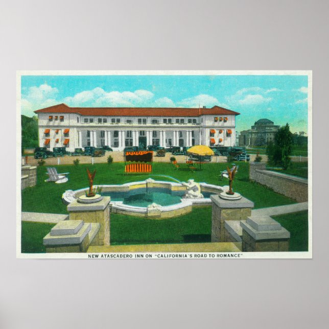 Póster Vista exterior del nuevo Atascadero Inn Bungalow (Frente)