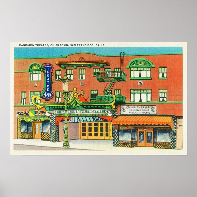 Póster Vista exterior del Teatro Mandarin, (Frente)