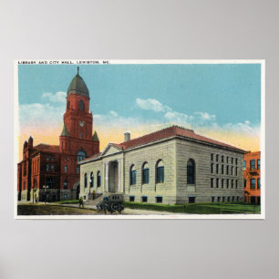 Póster Vista exterior la biblioteca y ayuntamiento