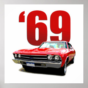 Póster Vista frontal de Chevelle de 1969.