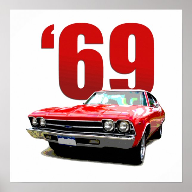 Póster Vista frontal de Chevelle de 1969. (Frente)