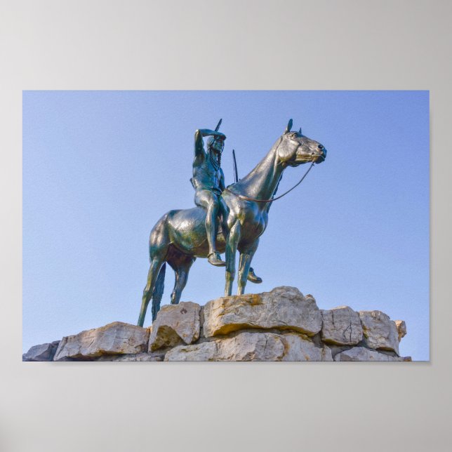Póster Vista frontal de la estatua del Scout, Kansas City (Frente)