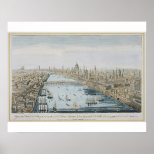 Póster Vista general de la ciudad de Londres y el río