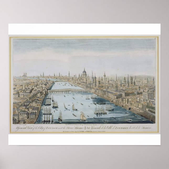 Póster Vista general de la ciudad de Londres y el río (Frente)