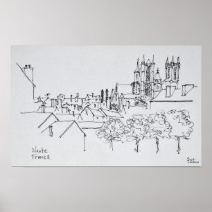 Póster Vista general de la ciudad   Nantes, Francia