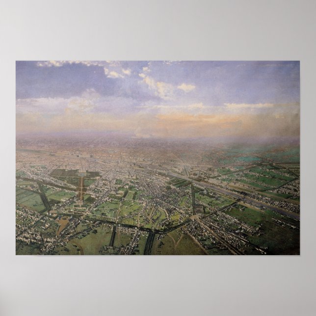 Póster Vista general de París desde un globo aerostático (Frente)