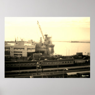 Póster Vista general del puerto de Argel en Argelia vinta