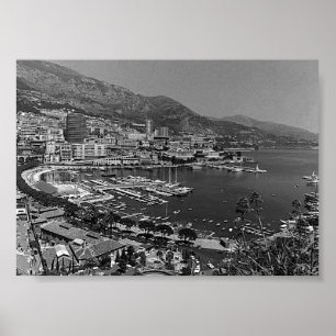 Póster Vista general vintage Mónaco Monte-Carlo