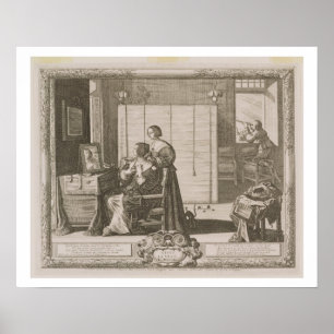 Póster Vista, grabada por el artista, c.1630-40 (engravin