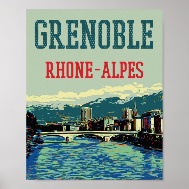 Póster Vista Grenoble France del río Ródano (Frente)
