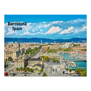 Póster Vista hermosa de la ciudad de Barcelona, España