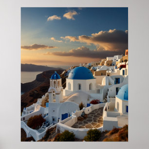 Póster Vista impresionante de Santorini
