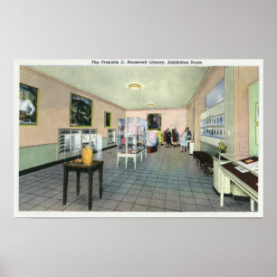 Póster Vista interior de la biblioteca del FDR,