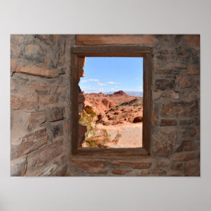 Póster Vista interior de la cabaña del Valle de Fuego