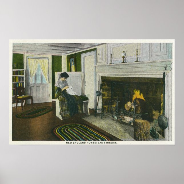 Póster Vista interior de un hogar en Nueva Inglaterra (Frente)