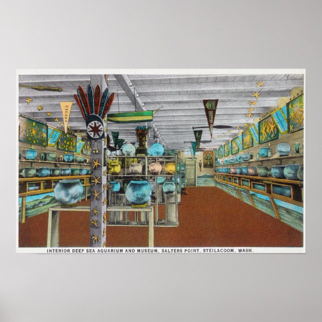 Póster Vista interior del acuario de mar profundo (Frente)