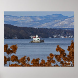 Póster Vista invernal del faro de Esopus Meadows