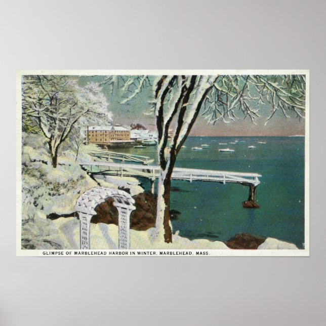 Póster Vista invernal del puerto de Marblehead (Frente)