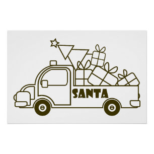 Póster Vista lateral del camión de Navidades de esquema