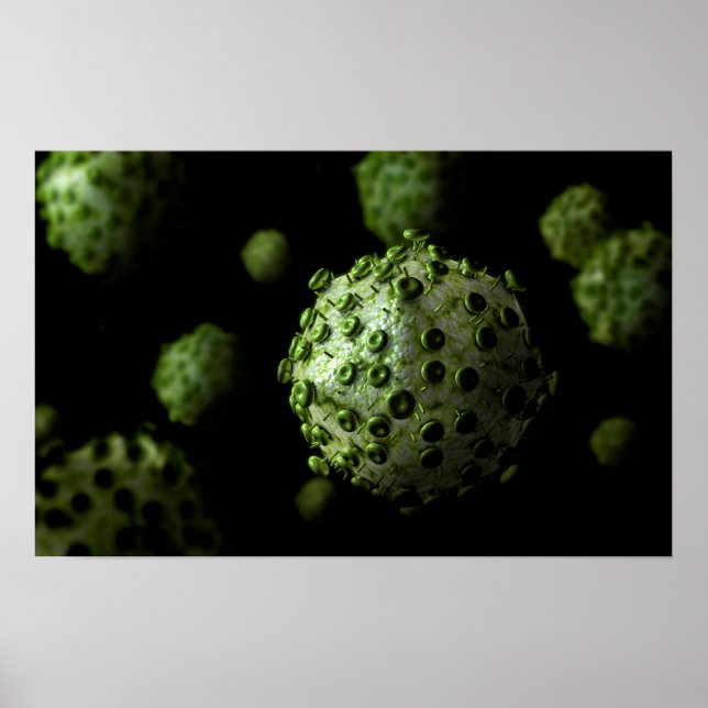 Póster Vista Microscópica Del Virus Del VIH 1 (Frente)
