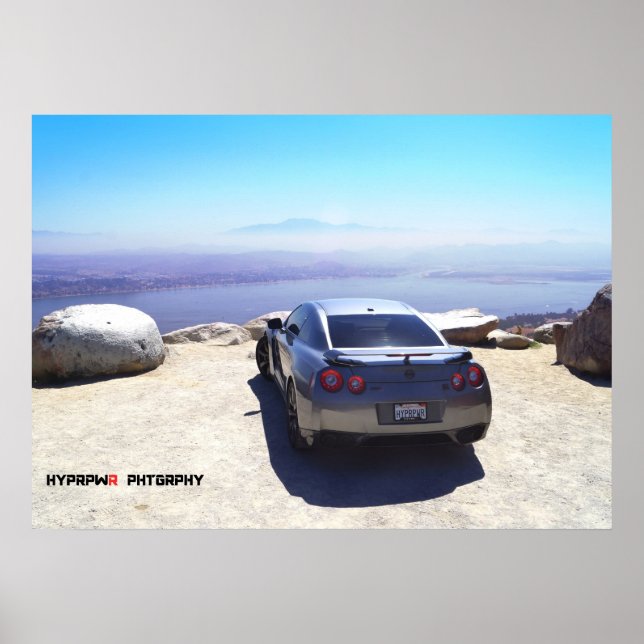 Póster "Vista" Nissan GT-R en la cima del mundo (Frente)