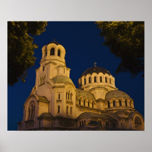 Póster Vista nocturna de la Catedral de Alexander Nevski