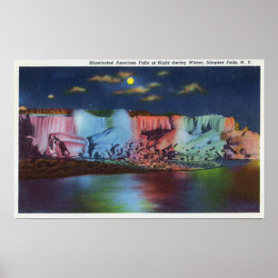 Póster Vista nocturna de la isla Luna del nuevo puente ar