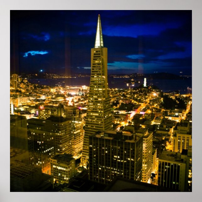 Póster Vista nocturna de San Francisco. (Frente)