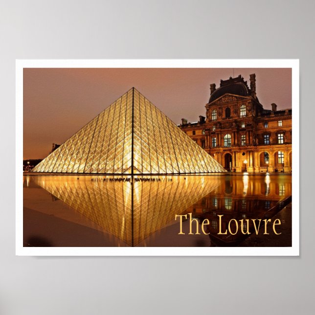 Póster Vista nocturna del Louvre , París, Francia (Frente)