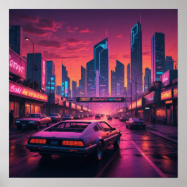 Póster Vista nocturna del paisaje urbano