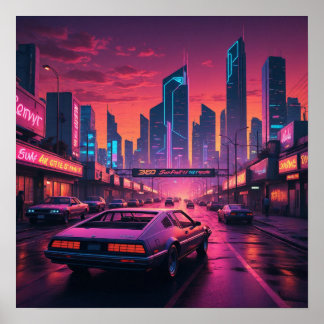 Póster Vista nocturna del paisaje urbano