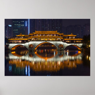 Póster Vista nocturna del puente de Anshun