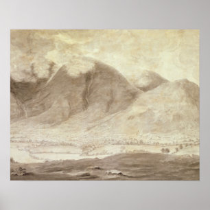 Póster Vista panorámica de Derwentwater y el valle del