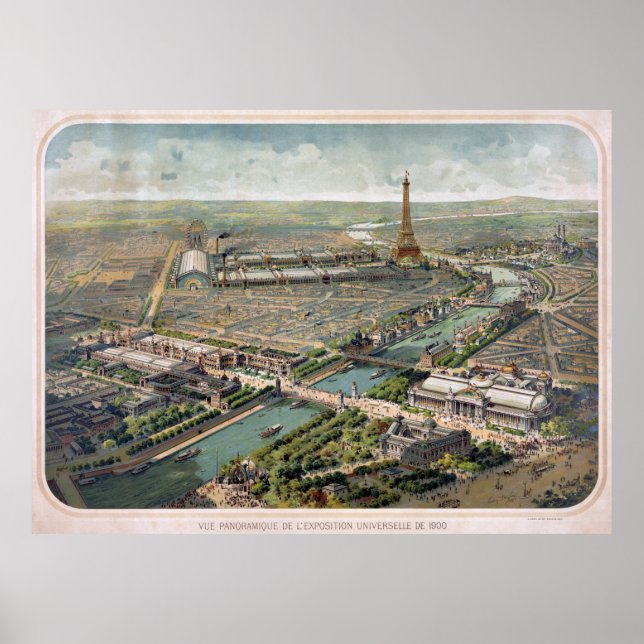 Póster Vista panorámica de la exposición de París de 1900 (Frente)